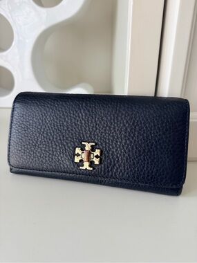 TORY BURCH Britten Black Pebbled Leather Women’s Wallet